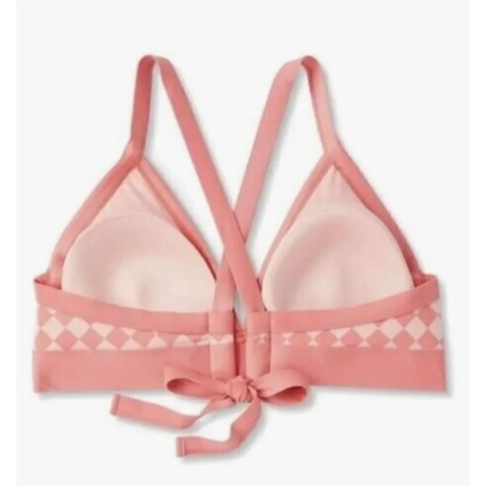 KONA SOL - NWT - L Sz 1X (16W - 18W) Halter Triangle Bikini Top in Pink & Peach